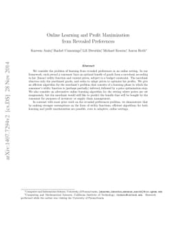 Online Learning and Profit Maximization from Revealed Preferences