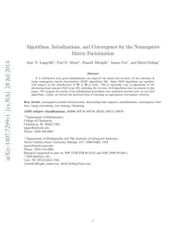 Algorithms, Initializations, and Convergence for the Nonnegative Matrix
  Factorization