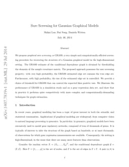 Sure Screening for Gaussian Graphical Models