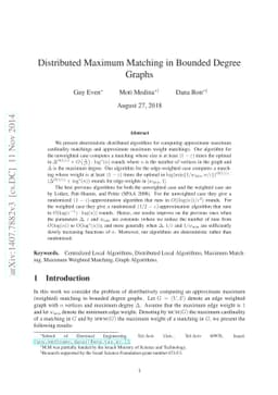 Distributed Maximum Matching in Bounded Degree Graphs