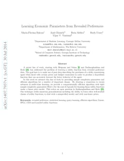Learning Economic Parameters from Revealed Preferences