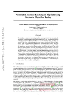 Automated Machine Learning on Big Data using Stochastic Algorithm Tuning