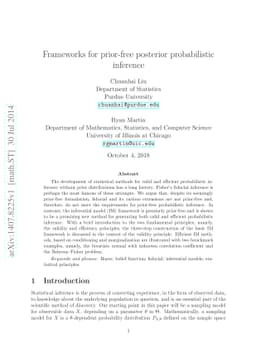 Frameworks for prior-free posterior probabilistic inference