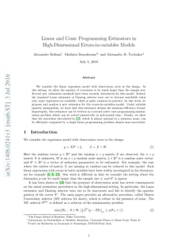 Linear and Conic Programming Estimators in High-Dimensional
  Errors-in-variables Models