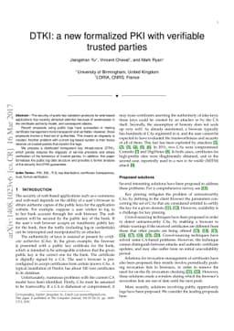 DTKI: a new formalized PKI with no trusted parties