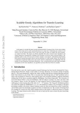 Scalable Greedy Algorithms for Transfer Learning