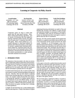 Learning to Cooperate via Policy Search