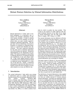 Robust Feature Selection by Mutual Information Distributions