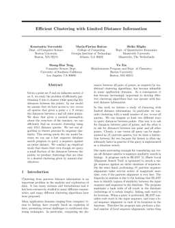 Efficient Clustering with Limited Distance Information