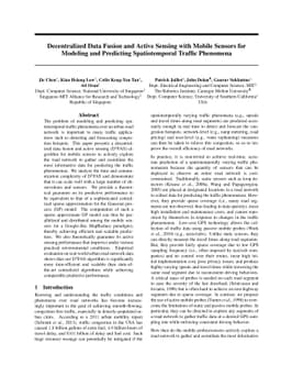 Decentralized Data Fusion and Active Sensing with Mobile Sensors for
  Modeling and Predicting Spatiotemporal Traffic Phenomena