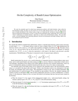 On the Complexity of Bandit Linear Optimization