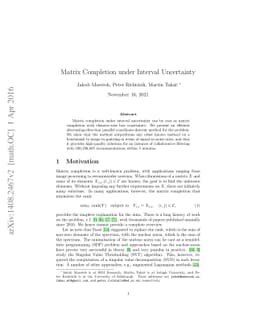 Matrix Completion under Interval Uncertainty