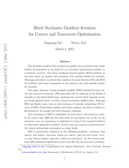 Block stochastic gradient iteration for convex and nonconvex
  optimization