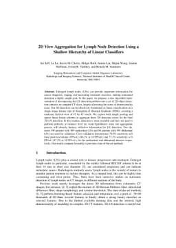 2D View Aggregation for Lymph Node Detection Using a Shallow Hierarchy
  of Linear Classifiers