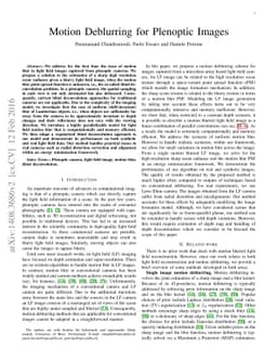 Motion Deblurring for Plenoptic Images