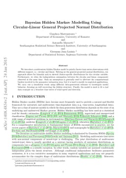 Bayesian Hidden Markov Modelling Using Circular-Linear General Projected
  Normal Distribution