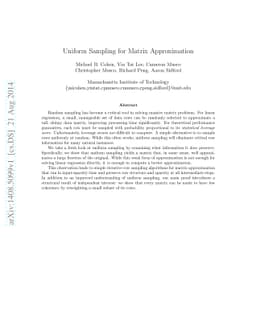 Uniform Sampling for Matrix Approximation