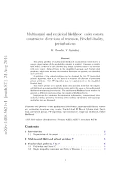 Multinomial and empirical likelihood under convex constraints:
  directions of recession, Fenchel duality, perturbations