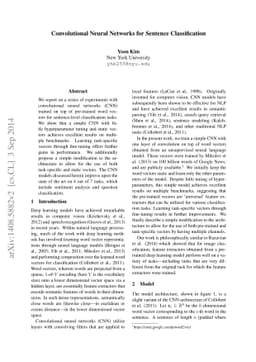 Convolutional Neural Networks for Sentence Classification