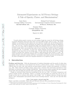Automated Experiments on Ad Privacy Settings: A Tale of Opacity, Choice,
  and Discrimination