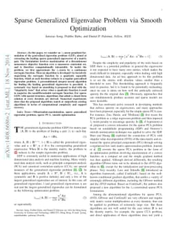 Sparse Generalized Eigenvalue Problem via Smooth Optimization