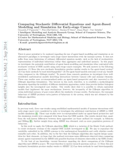 Comparing Stochastic Differential Equations and Agent-Based Modelling
  and Simulation for Early-stage Cancer