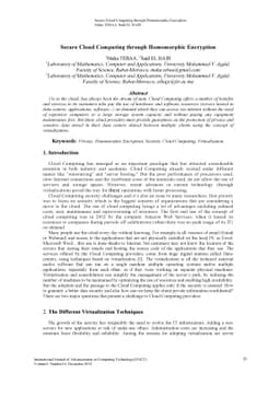 Secure Cloud Computing through Homomorphic Encryption