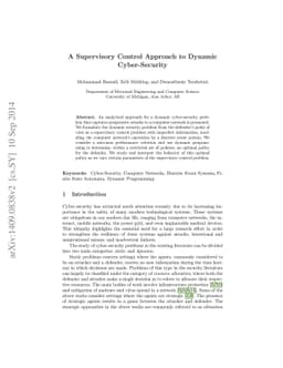 A Supervisory Control Approach to Dynamic Cyber-Security