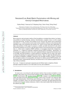 Structured Low-Rank Matrix Factorization with Missing and Grossly
  Corrupted Observations