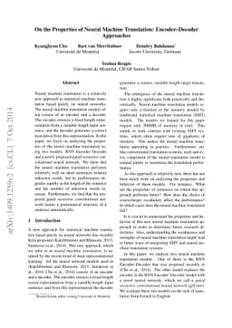 On the Properties of Neural Machine Translation: Encoder-Decoder
  Approaches