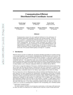 Communication-Efficient Distributed Dual Coordinate Ascent