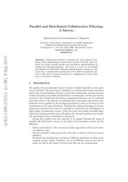 Parallel and Distributed Collaborative Filtering: A Survey