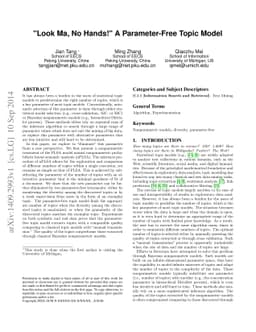 "Look Ma, No Hands!" A Parameter-Free Topic Model