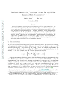 Stochastic Primal-Dual Coordinate Method for Regularized Empirical Risk
  Minimization