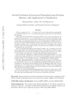 Partial Correlation Screening for Estimating Large Precision Matrices,
  with Applications to Classification