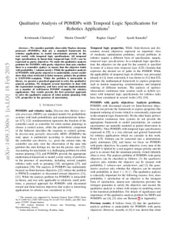 Qualitative Analysis of POMDPs with Temporal Logic Specifications for
  Robotics Applications