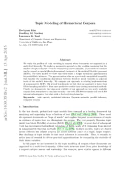 Topic Modeling of Hierarchical Corpora
