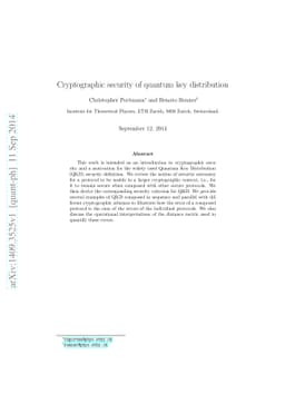 Cryptographic security of quantum key distribution