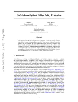 On Minimax Optimal Offline Policy Evaluation