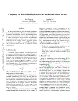 Computing the Stereo Matching Cost with a Convolutional Neural Network
