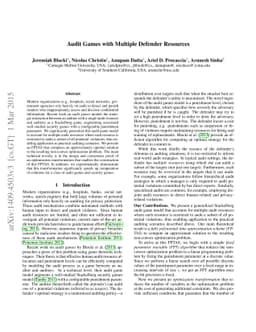 Audit Games with Multiple Defender Resources