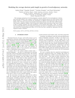 Modeling the average shortest path length in growth of word-adjacency
  networks