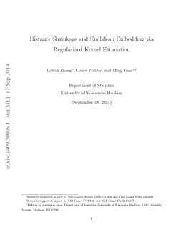 Distance Shrinkage and Euclidean Embedding via Regularized Kernel
  Estimation