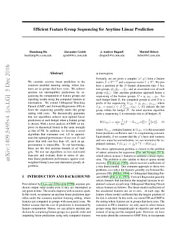 Efficient Feature Group Sequencing for Anytime Linear Prediction