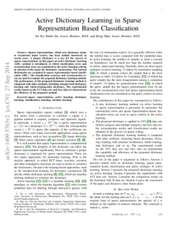 Active Dictionary Learning in Sparse Representation Based Classification