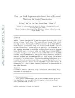 Fast Low-rank Representation based Spatial Pyramid Matching for Image
  Classification