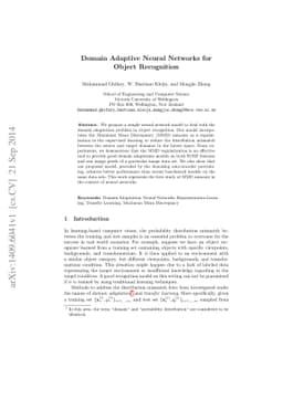 Domain Adaptive Neural Networks for Object Recognition