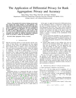 The Application of Differential Privacy for Rank Aggregation: Privacy
  and Accuracy