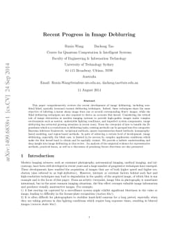 Recent Progress in Image Deblurring
