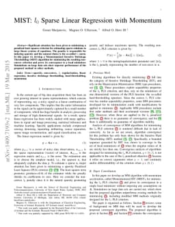 MIST: L0 Sparse Linear Regression with Momentum